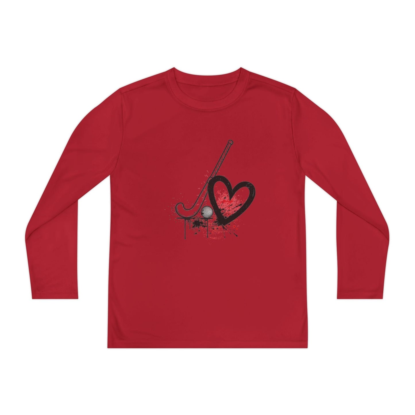 Field Hockey Is Her Heartbeat Youth Long Sleeve Competitor Tee