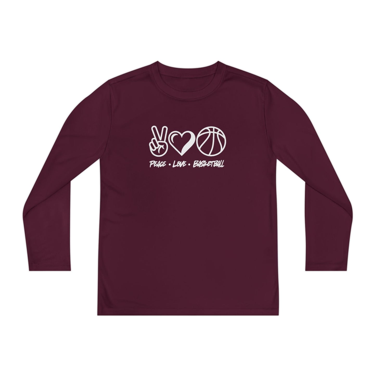 Peace • Love • Basketball Youth Long Sleeve Competitor Tee
