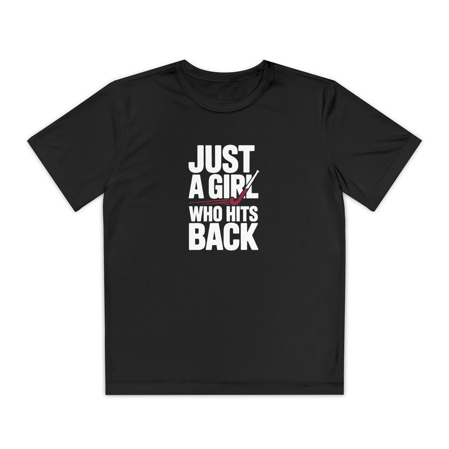 Just A Girl Who Hits Back Youth Moisture Wicking Tee