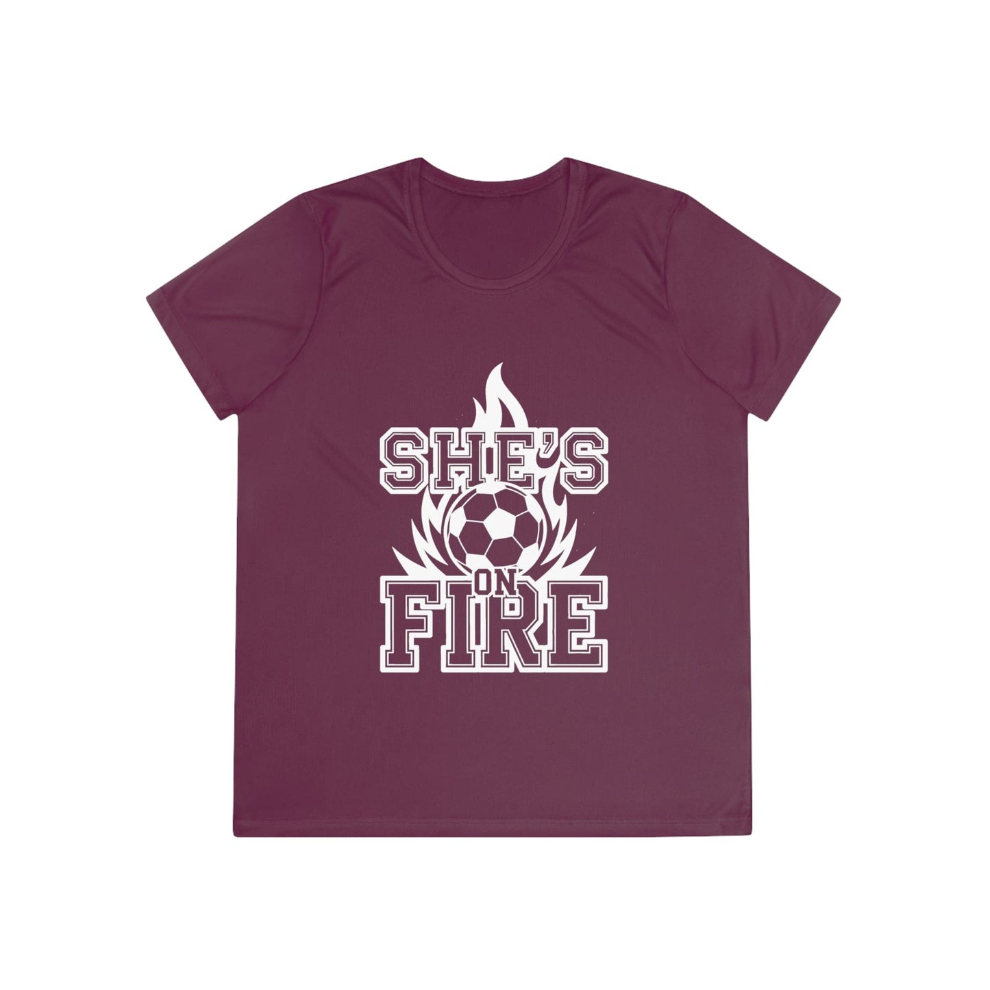 She's On Fire Soccer Ladies Moisture Wicking Tee