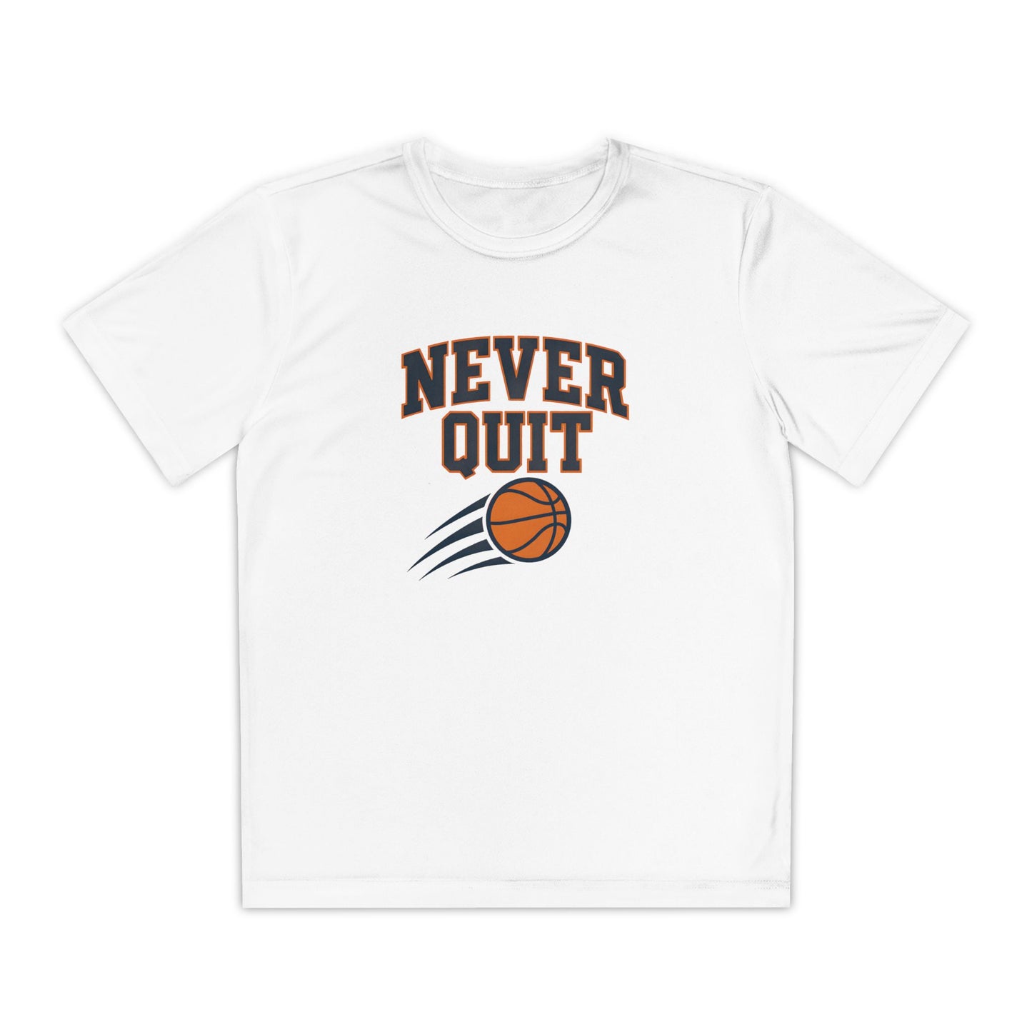Never Quit Basketball Youth Moisture Wicking Tee