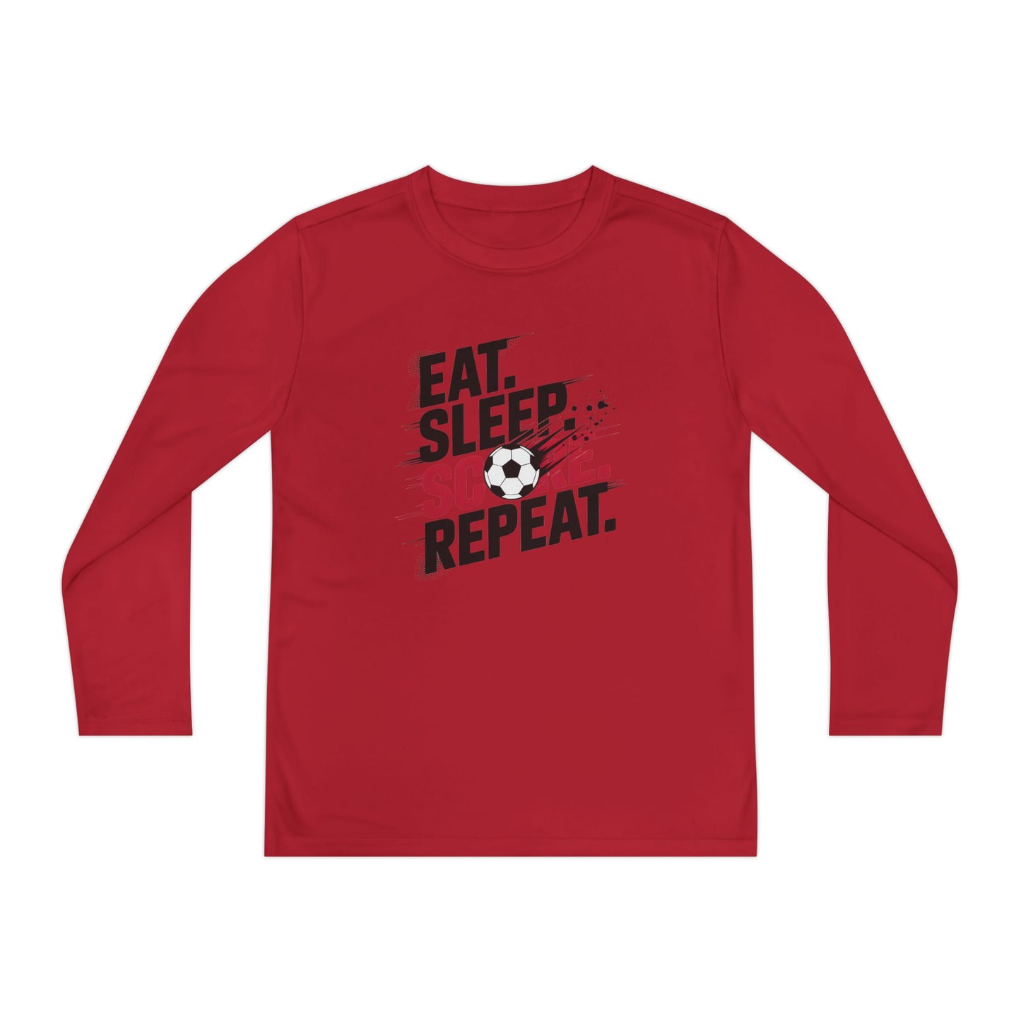 Eat, Sleep, Score Repeat Soccer  Youth Long Sleeve Competitor Tee
