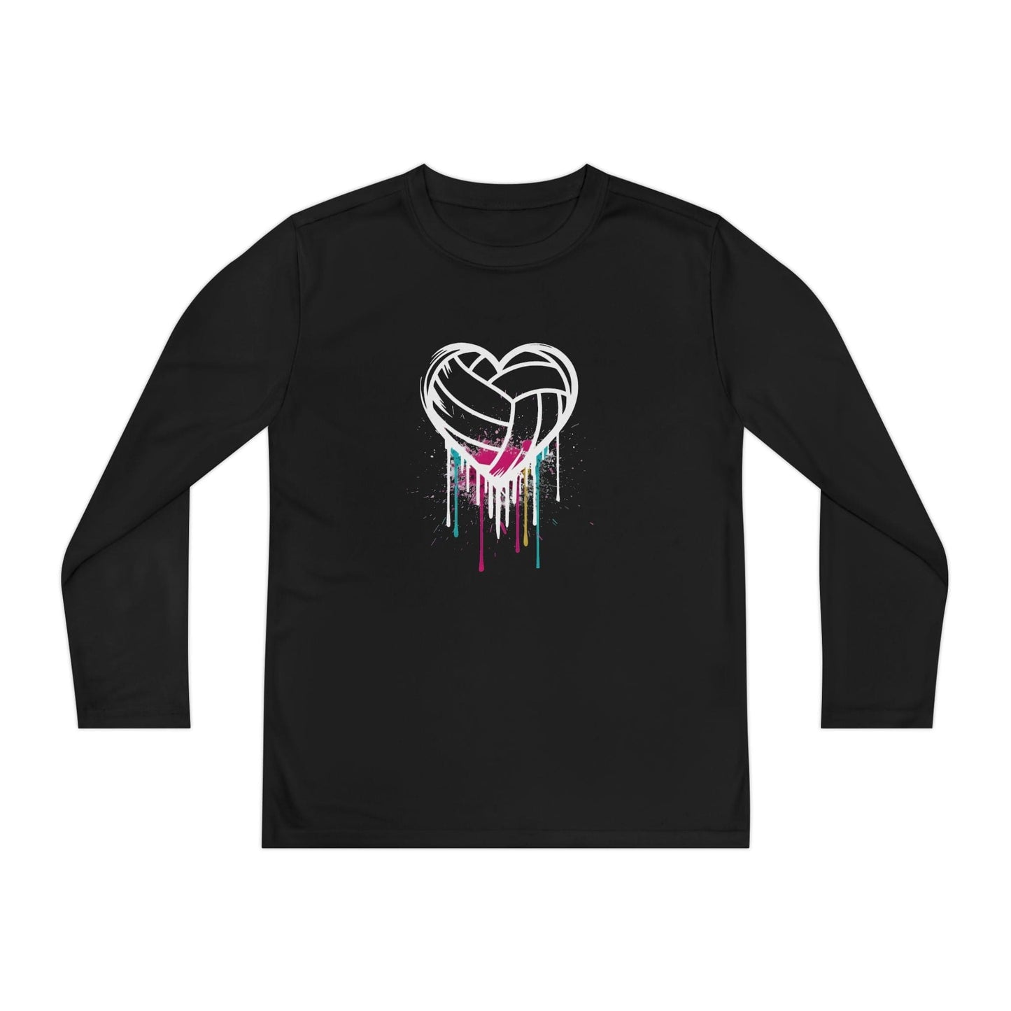 Dripping Volleyball Heart Youth Long Sleeve Competitor Tee