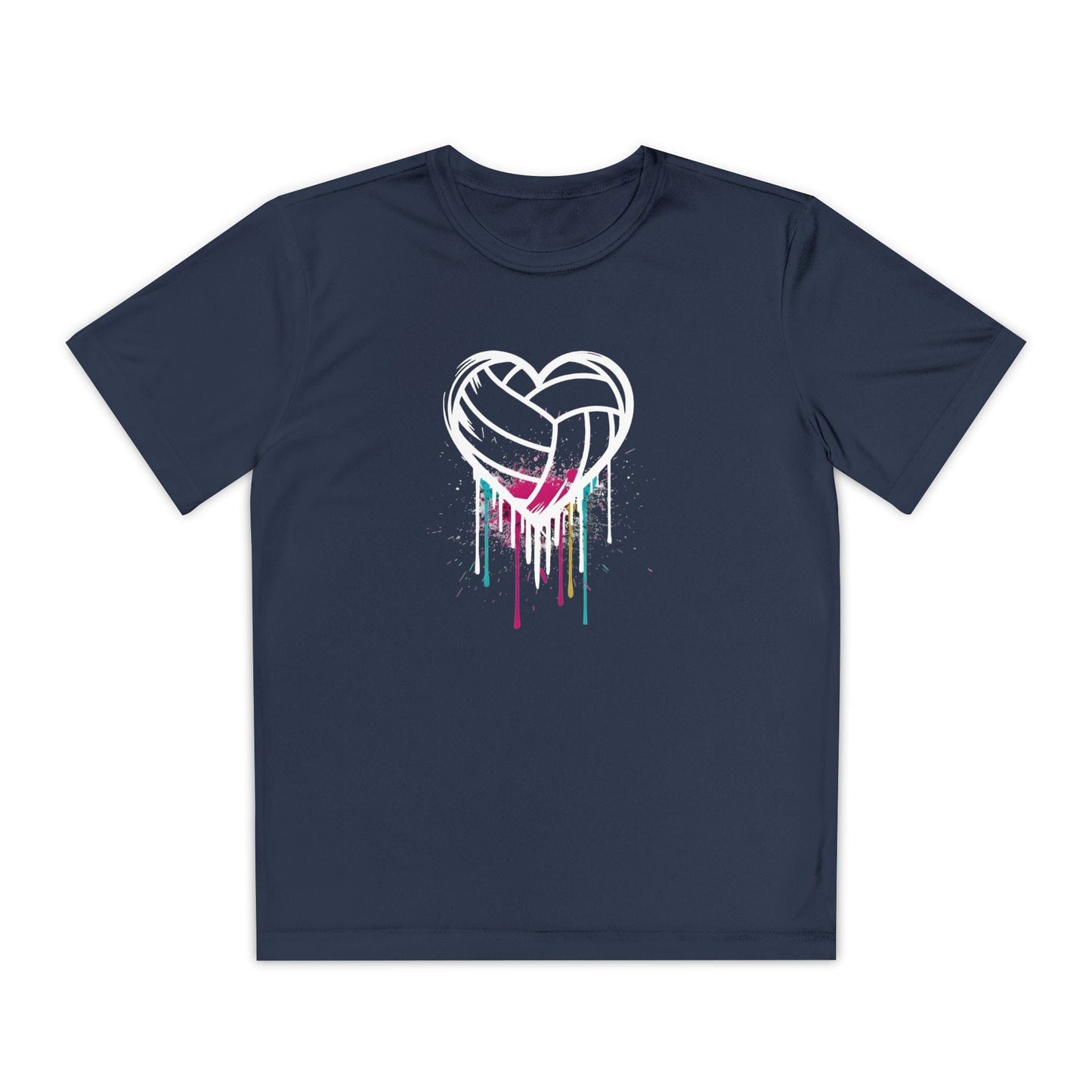 Dripping Volleyball Heart Youth Moisture Wicking Tee