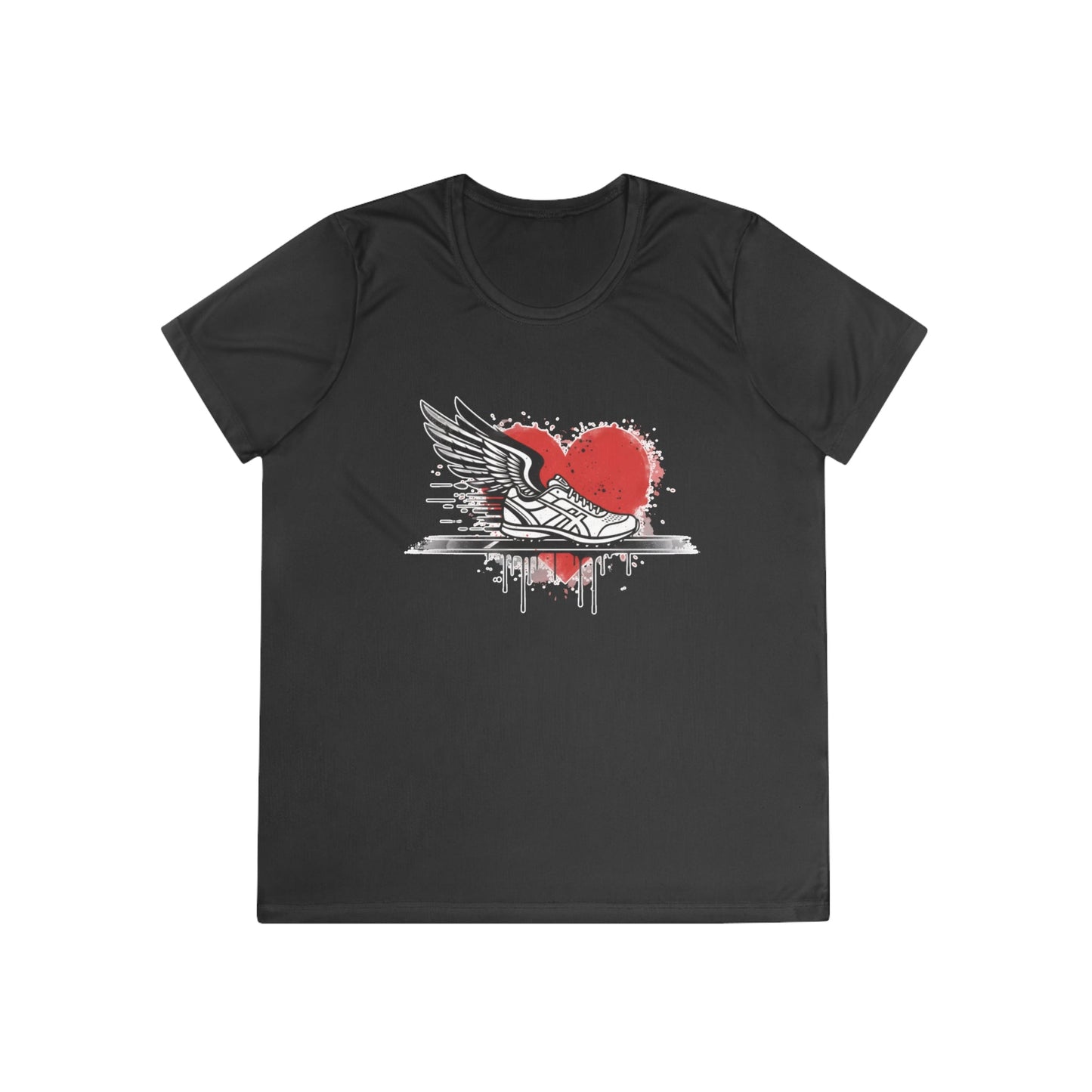 Running Is Her Heartbeat Ladies Moisture Wicking Tee