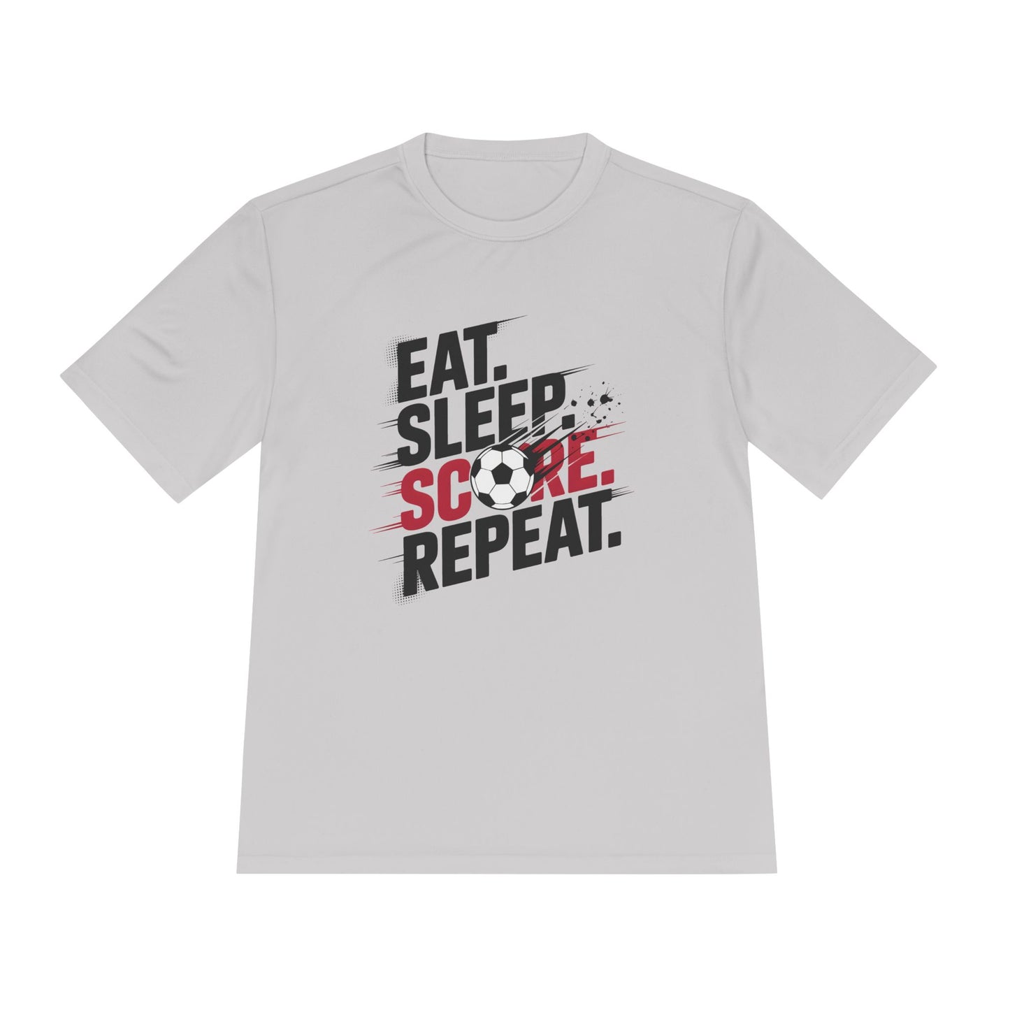 Eat, Sleep, Score Repeat Soccer  Unisex Moisture Wicking Tee