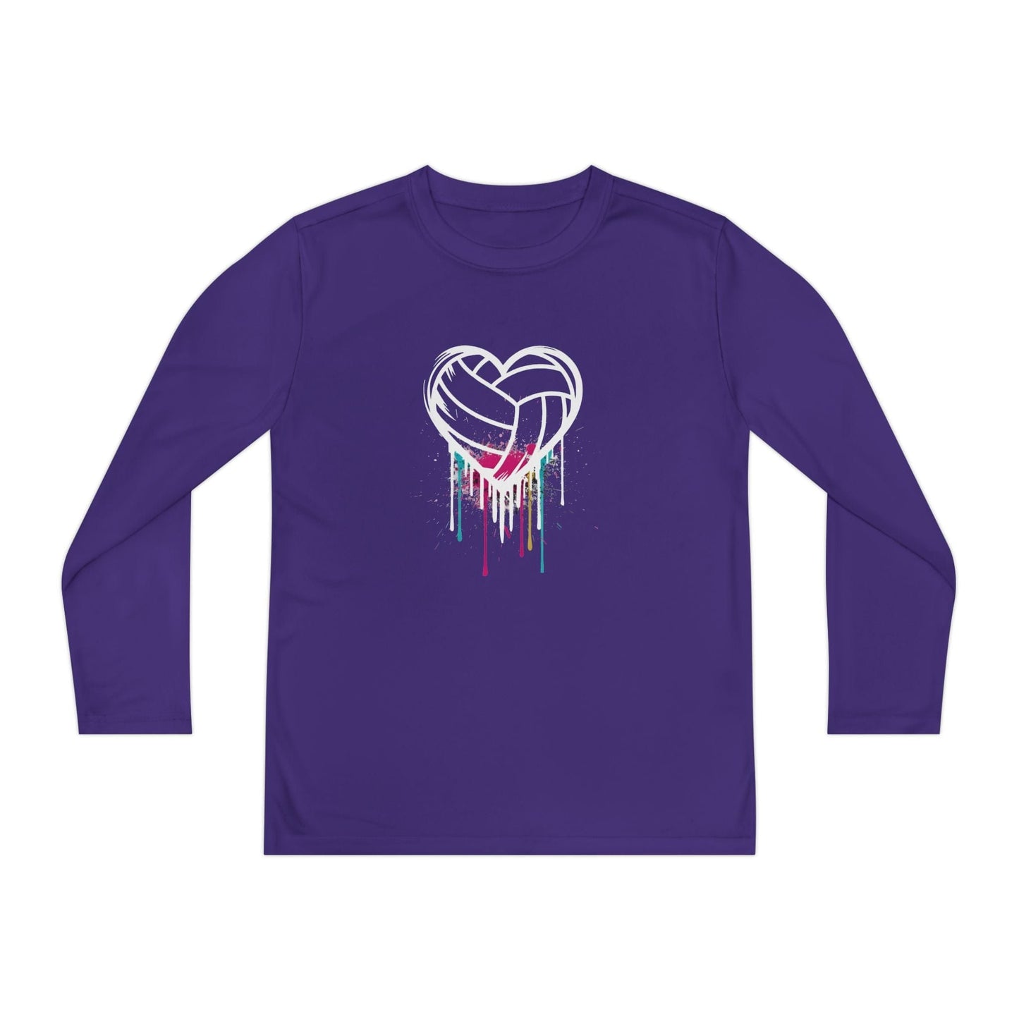 Dripping Volleyball Heart Youth Long Sleeve Competitor Tee