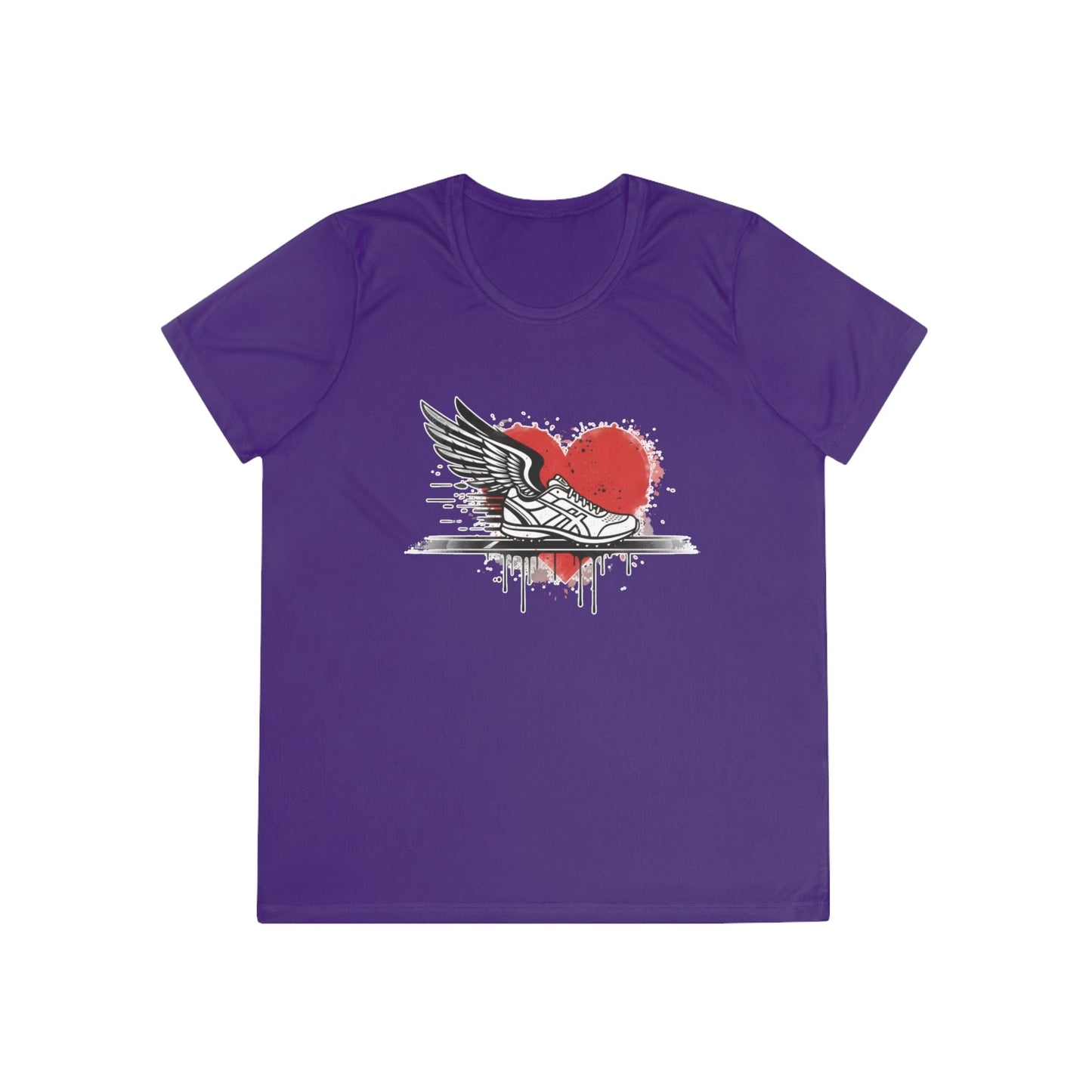 Running Is Her Heartbeat Ladies Moisture Wicking Tee