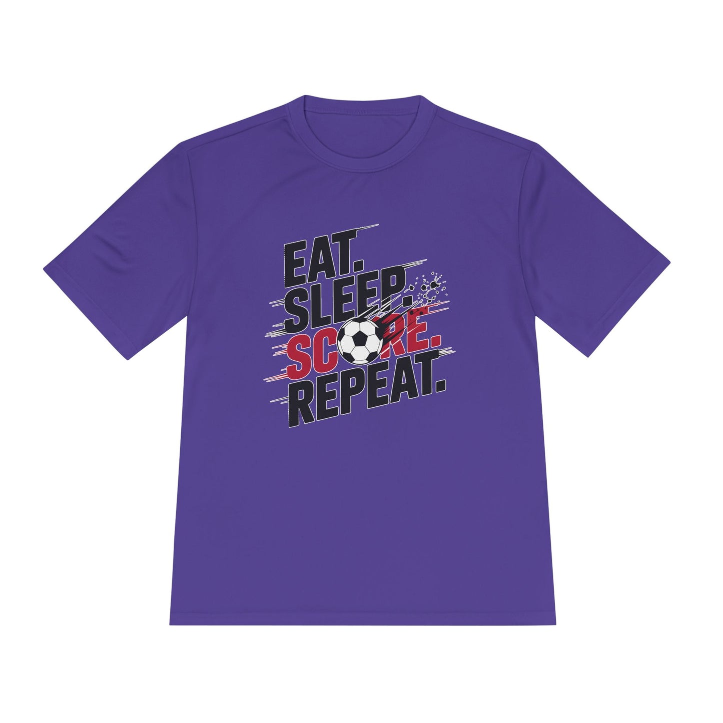Eat, Sleep, Score Repeat Soccer  Unisex Moisture Wicking Tee