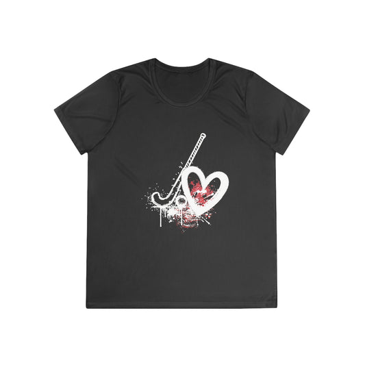 Field Hockey Is Her Heartbeat Ladies Moisture Wicking Tee