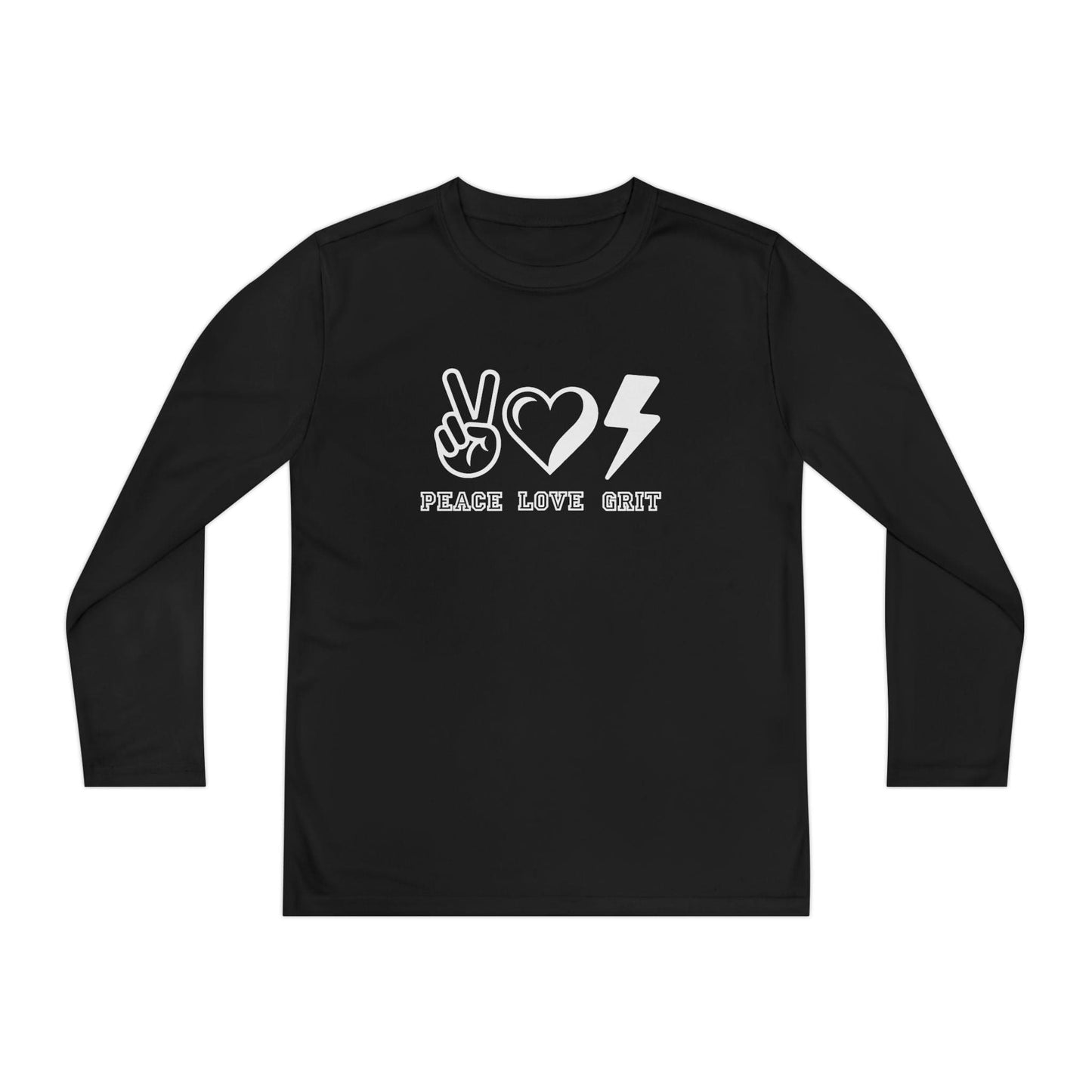 Peace, Love, Grit Youth Long Sleeve Competitor Tee