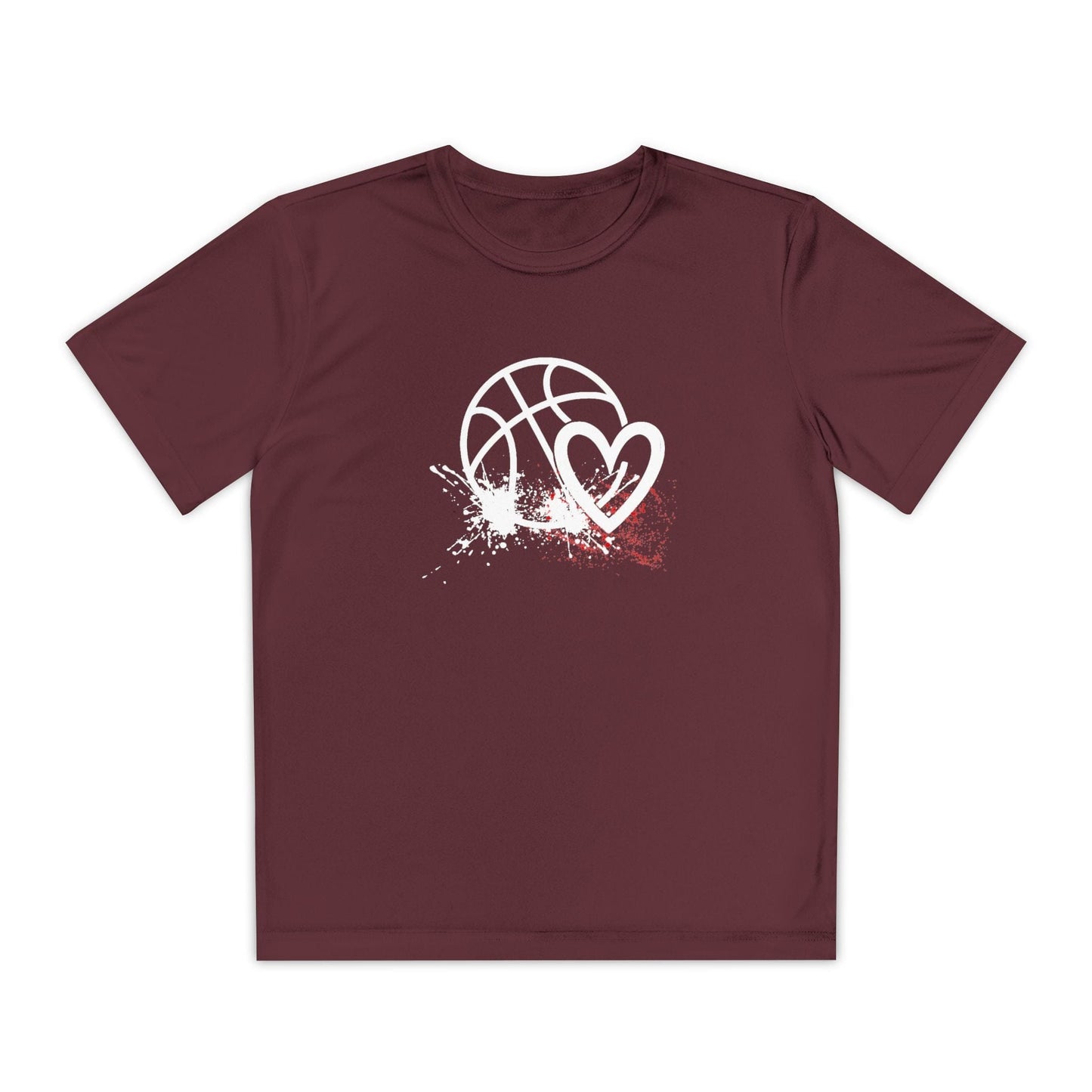 Basketball Is Her Heartbeat Youth Moisture Wicking Tee