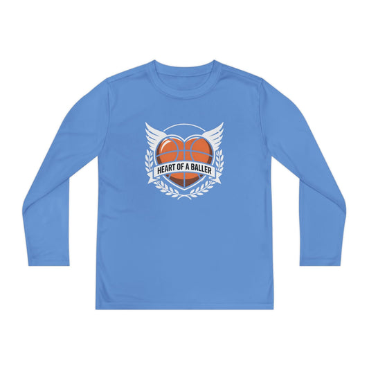 Heart Of A Baller-Basketball Youth Long Sleeve Competitor Tee