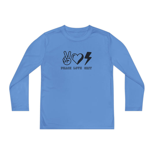 Peace, Love, Grit Youth Long Sleeve Competitor Tee