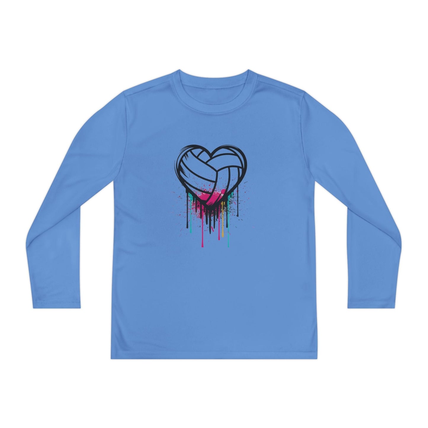 Dripping Volleyball Heart Youth Long Sleeve Competitor Tee