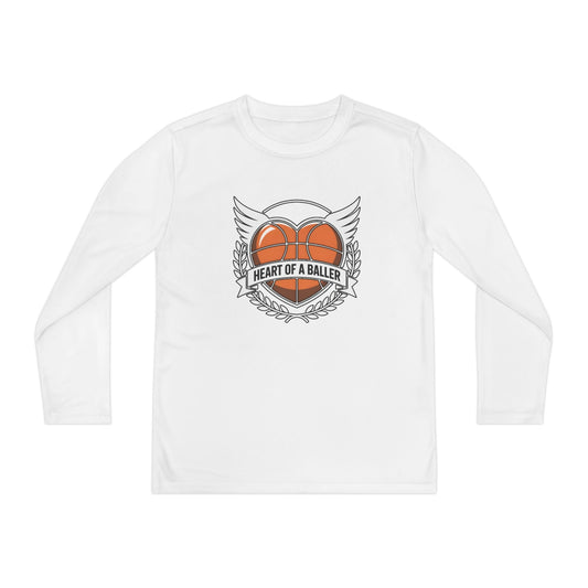 Heart Of A Baller-Basketball Youth Long Sleeve Competitor Tee
