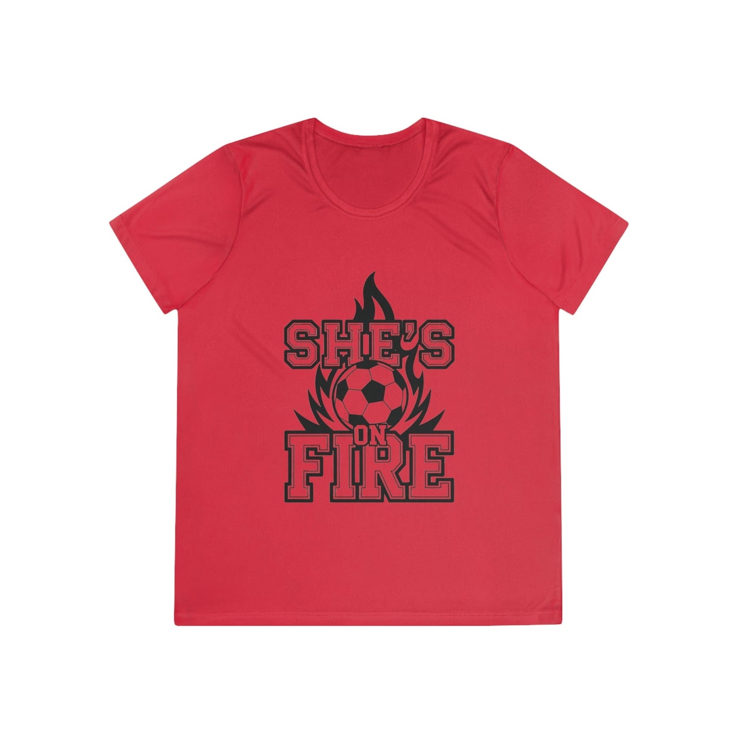She's On Fire Soccer Ladies Moisture Wicking Tee