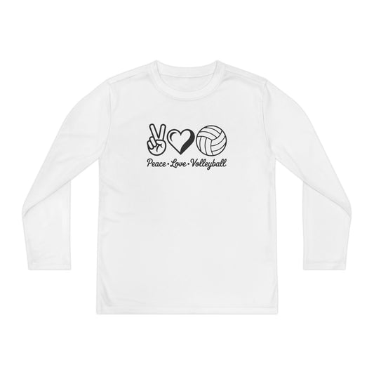 Peace • Love • Volleyball Youth Long Sleeve Competitor Tee