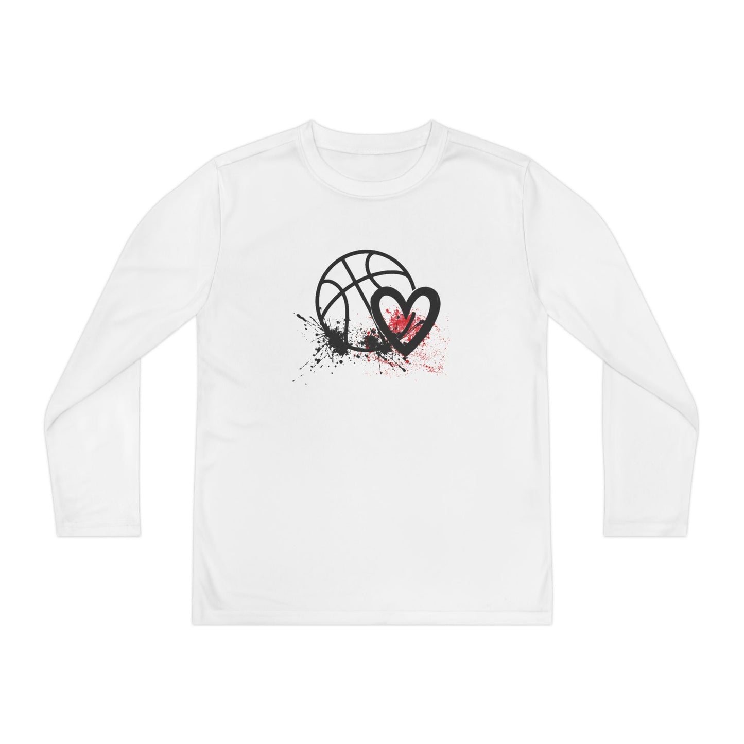 Basketball Is Her Heartbeat Youth Long Sleeve Competitor Tee