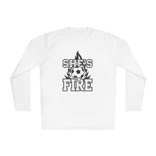She's On Fire Soccer Lightweight Long Sleeve Tee