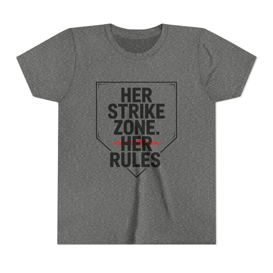 Her Strike Zone. Her Rules Youth Short Sleeve Tee