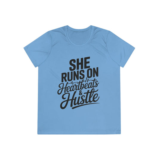 Heartbeats And Hustle Ladies Moisture Wicking Tee