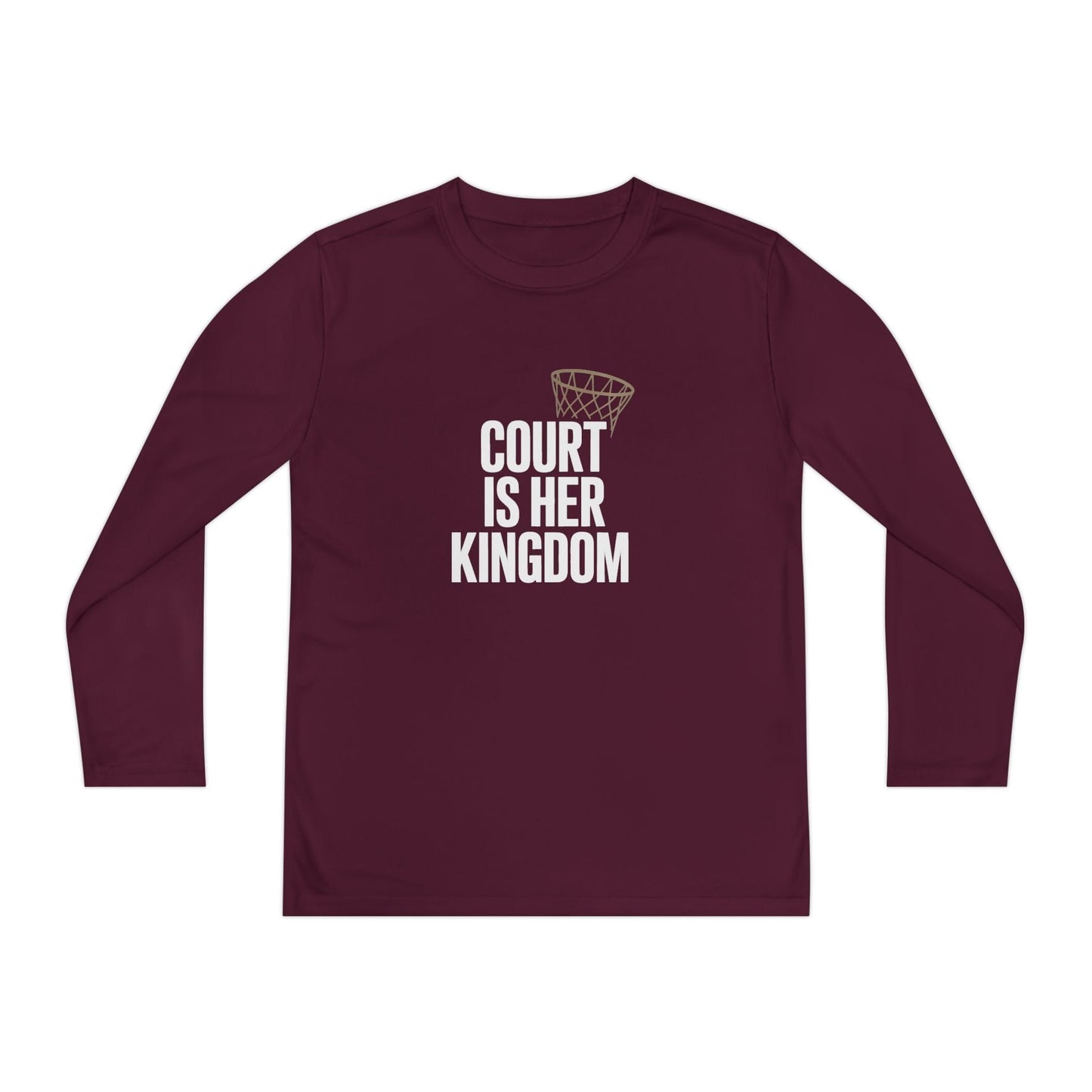 Court Is Her Kingdom Youth Long Sleeve Competitor Tee