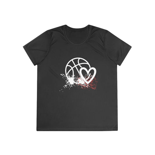 Basketball Is Her Heartbeat Ladies Moisture Wicking Tee