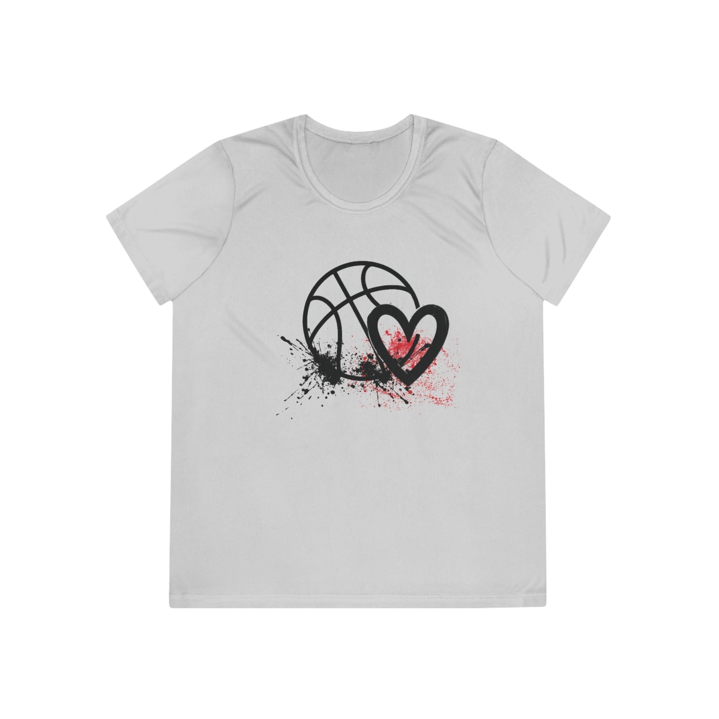 Basketball Is Her Heartbeat Ladies Moisture Wicking Tee