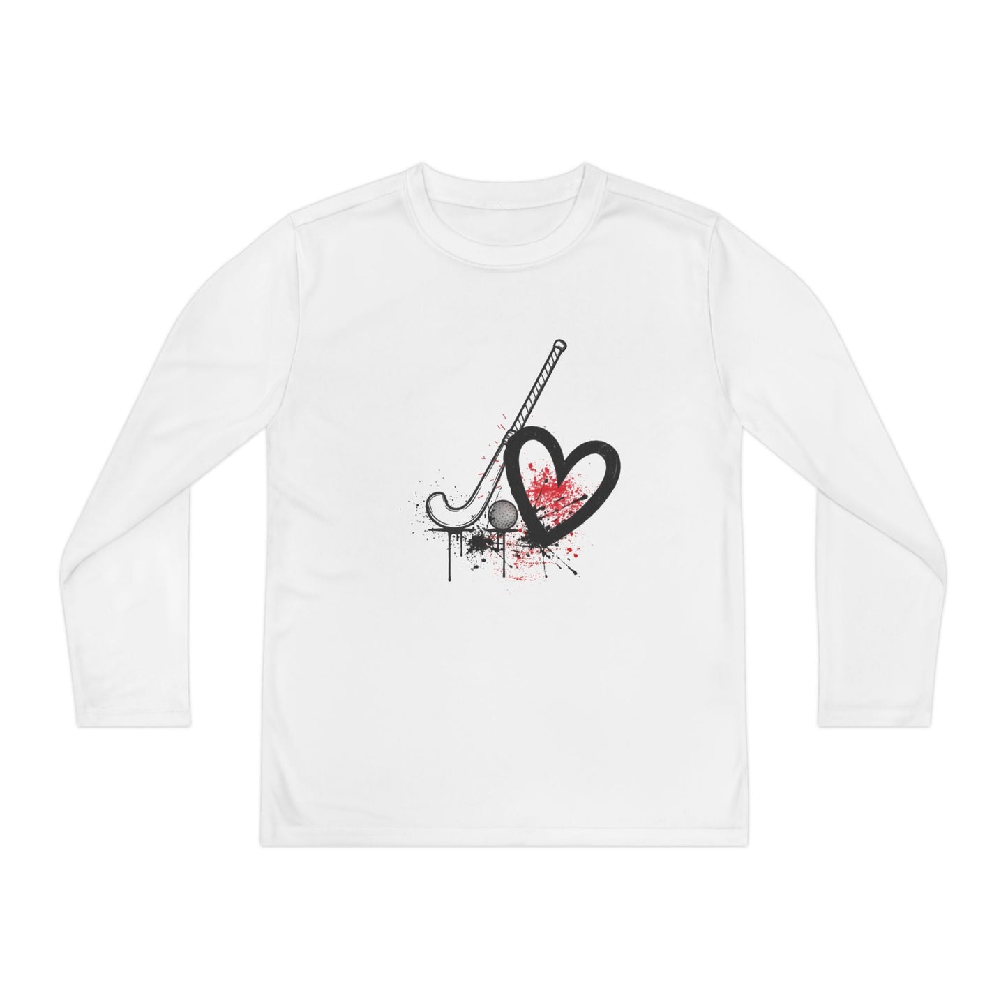 Field Hockey Is Her Heartbeat Youth Long Sleeve Competitor Tee