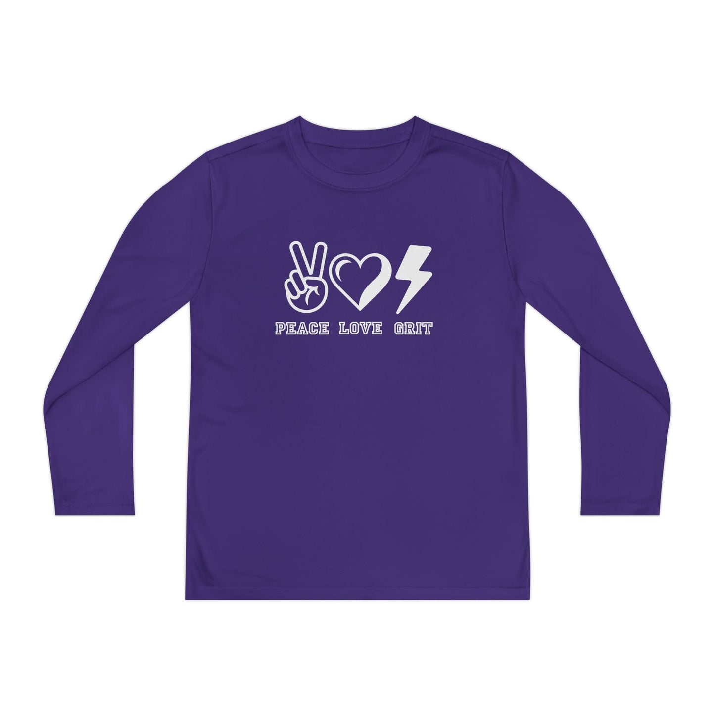 Peace, Love, Grit Youth Long Sleeve Competitor Tee