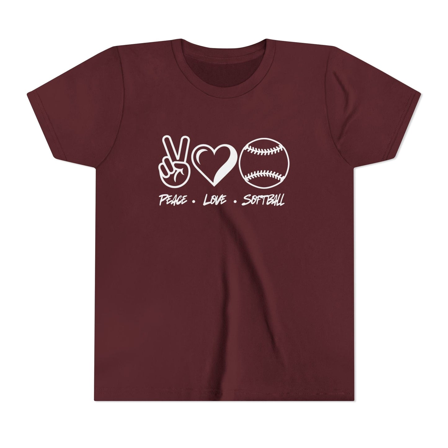 Peace • Love • Softball Youth Short Sleeve Tee