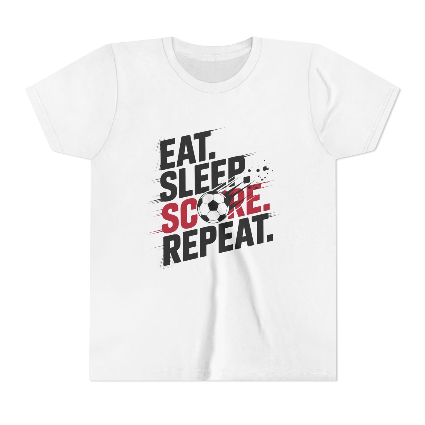 Eat, Sleep, Score Repeat Soccer  Youth Short Sleeve Tee
