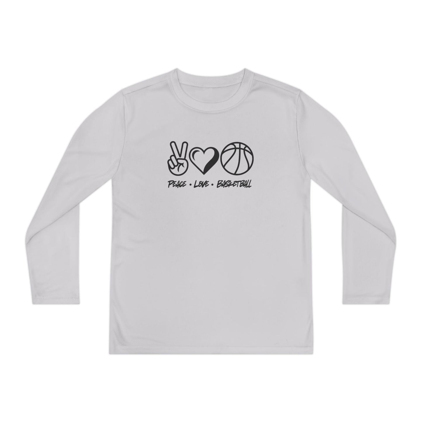 Peace • Love • Basketball Youth Long Sleeve Competitor Tee