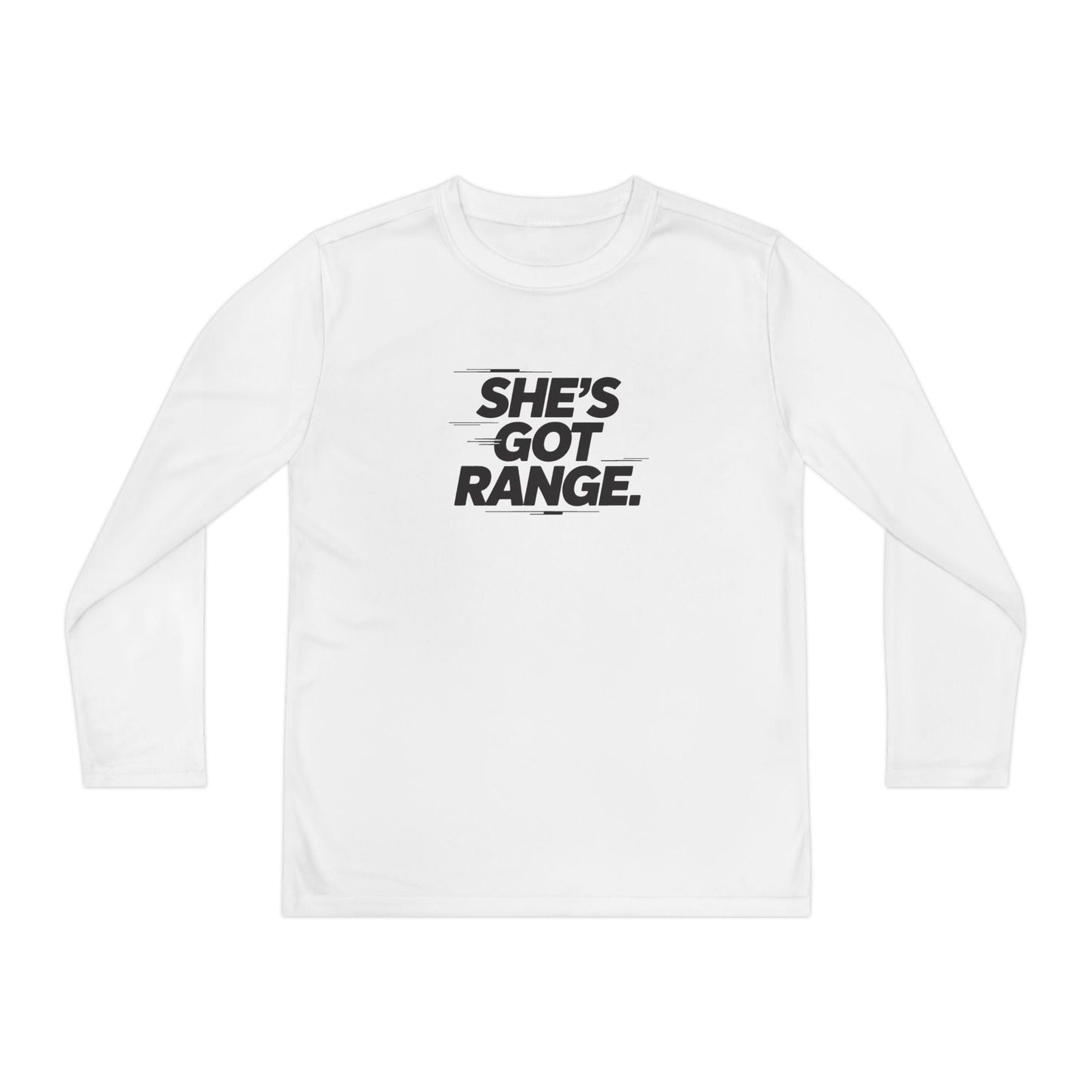 She's Got Range Youth Long Sleeve Competitor Tee