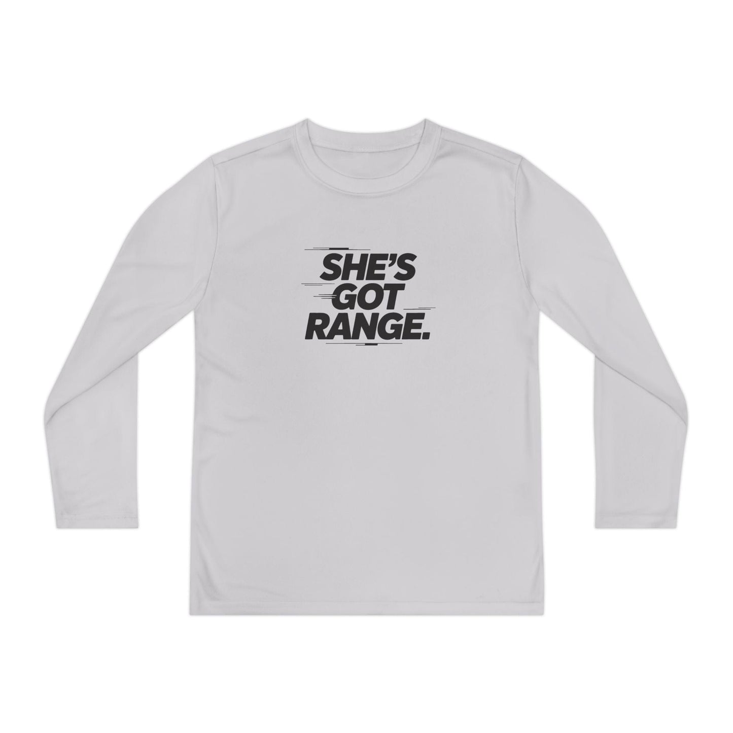 She's Got Range Youth Long Sleeve Competitor Tee