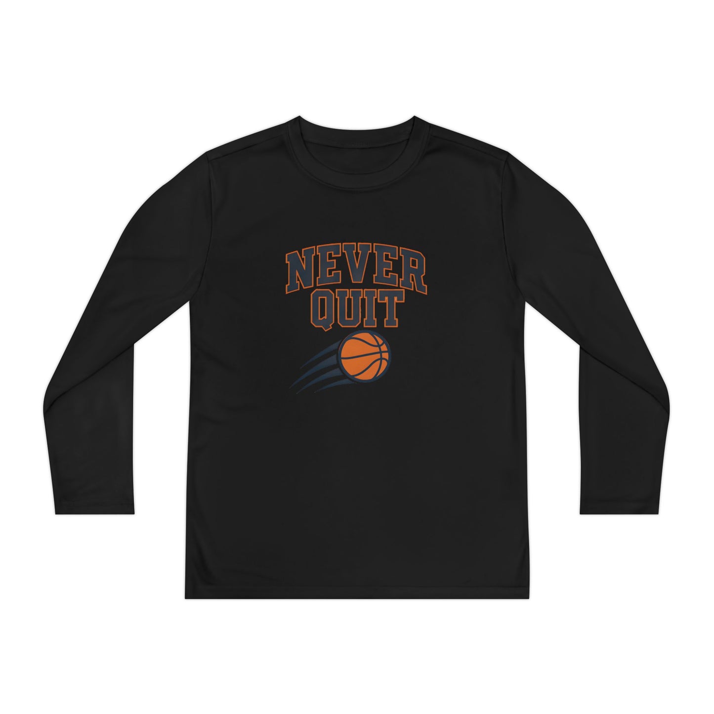 Never Quit Basketball  Youth Long Sleeve Competitor Tee