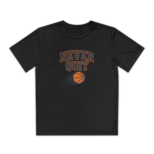 Never Quit Basketball Youth Moisture Wicking Tee