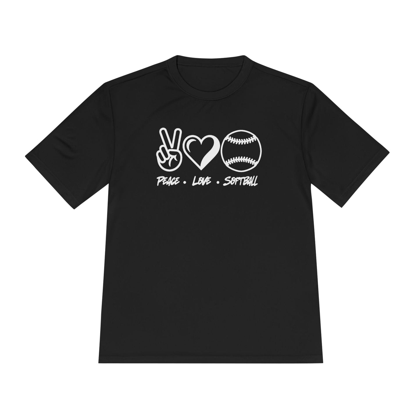 Peace • Love • Softball Unisex Moisture Wicking Tee