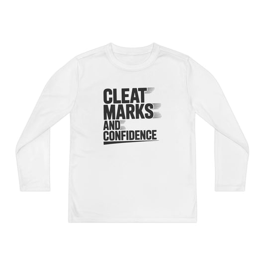 Cleat Marks And Confidence Youth Long Sleeve Competitor Tee