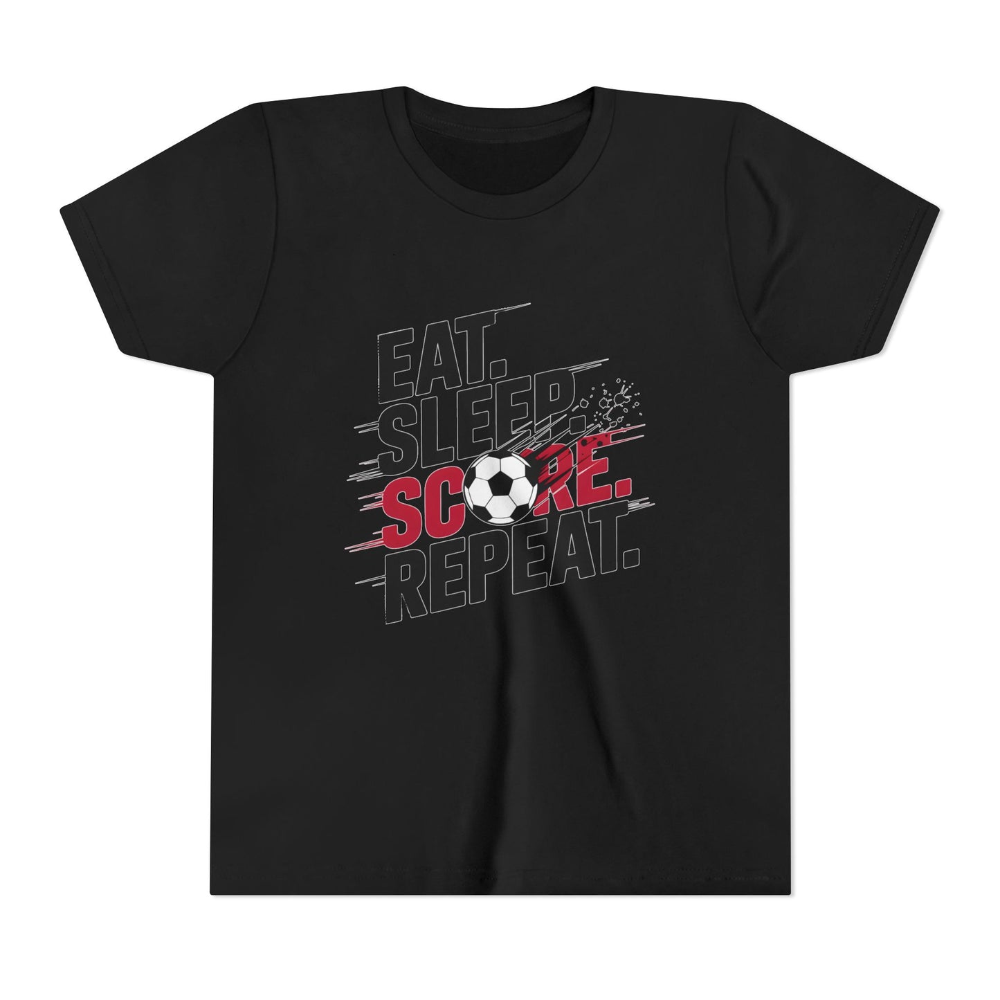 Eat, Sleep, Score Repeat Soccer  Youth Short Sleeve Tee