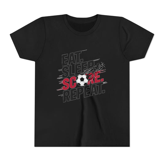 Eat, Sleep, Score Repeat Soccer  Youth Short Sleeve Tee