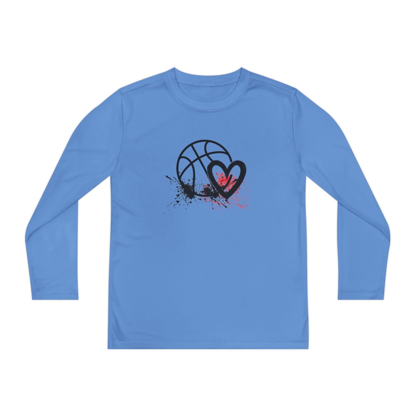 Basketball Is Her Heartbeat Youth Long Sleeve Competitor Tee