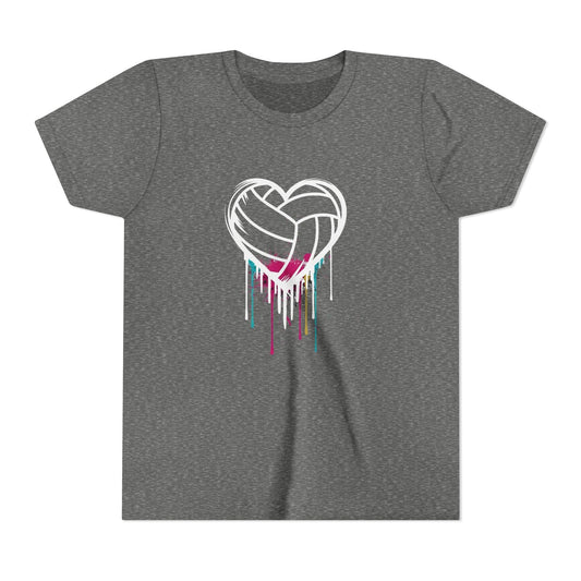 Dripping Volleyball Heart Youth Short Sleeve Tee
