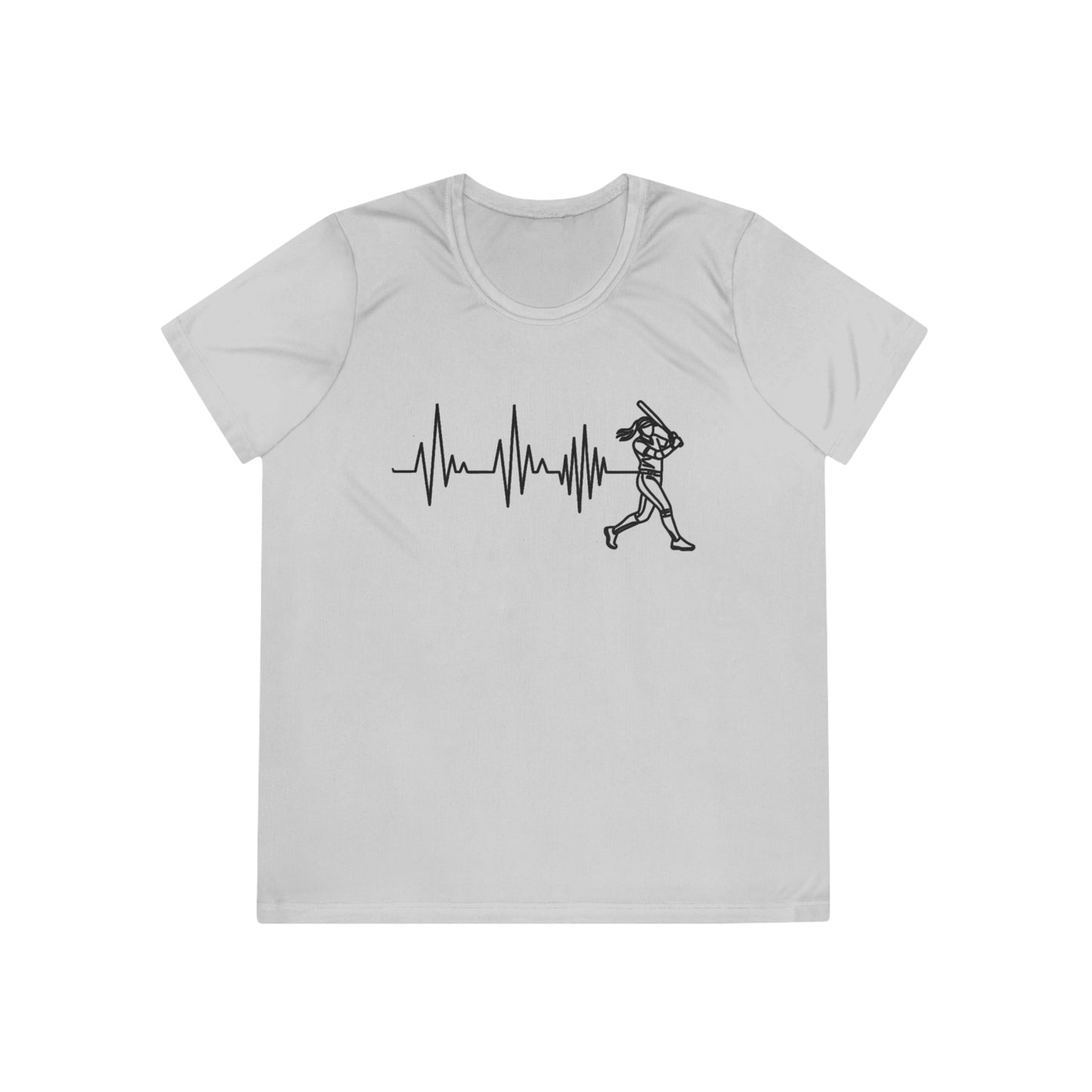 Softball Heartbeat  Ladies Moisture Wicking Tee