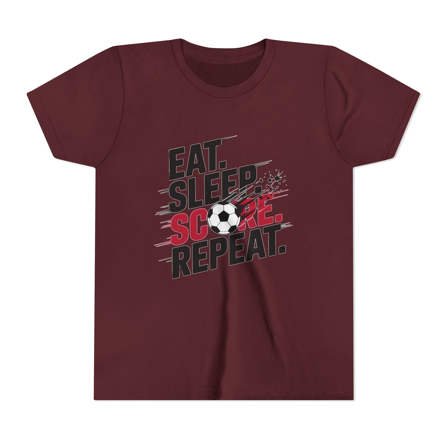 Eat, Sleep, Score Repeat Soccer  Youth Short Sleeve Tee