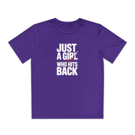 Just A Girl Who Hits Back Youth Moisture Wicking Tee