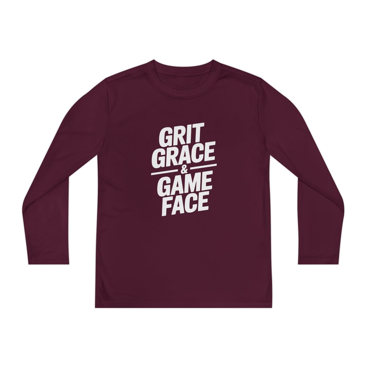 Grit, Grace, And Game Face Youth Long Sleeve Competitor Tee
