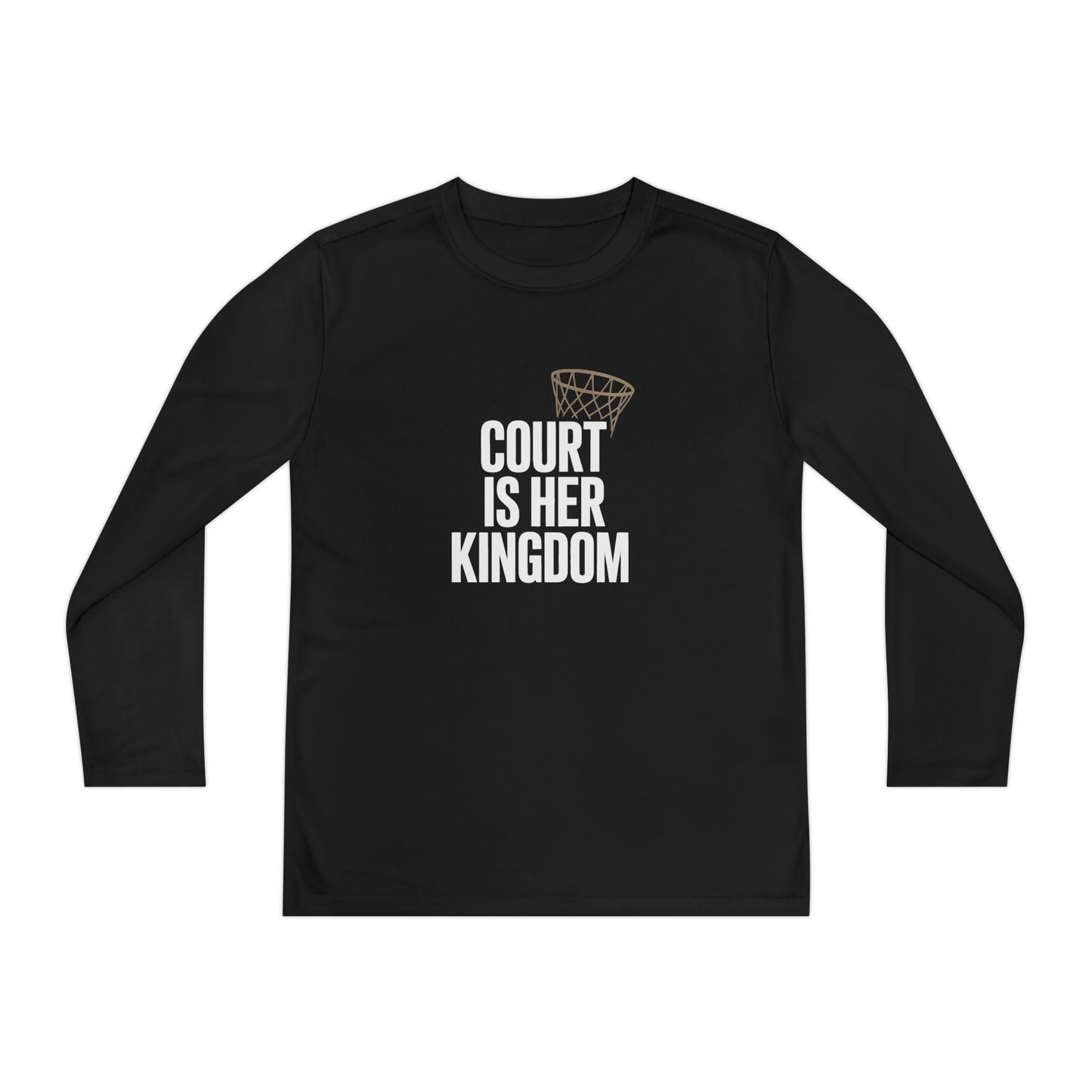 Court Is Her Kingdom Youth Long Sleeve Competitor Tee