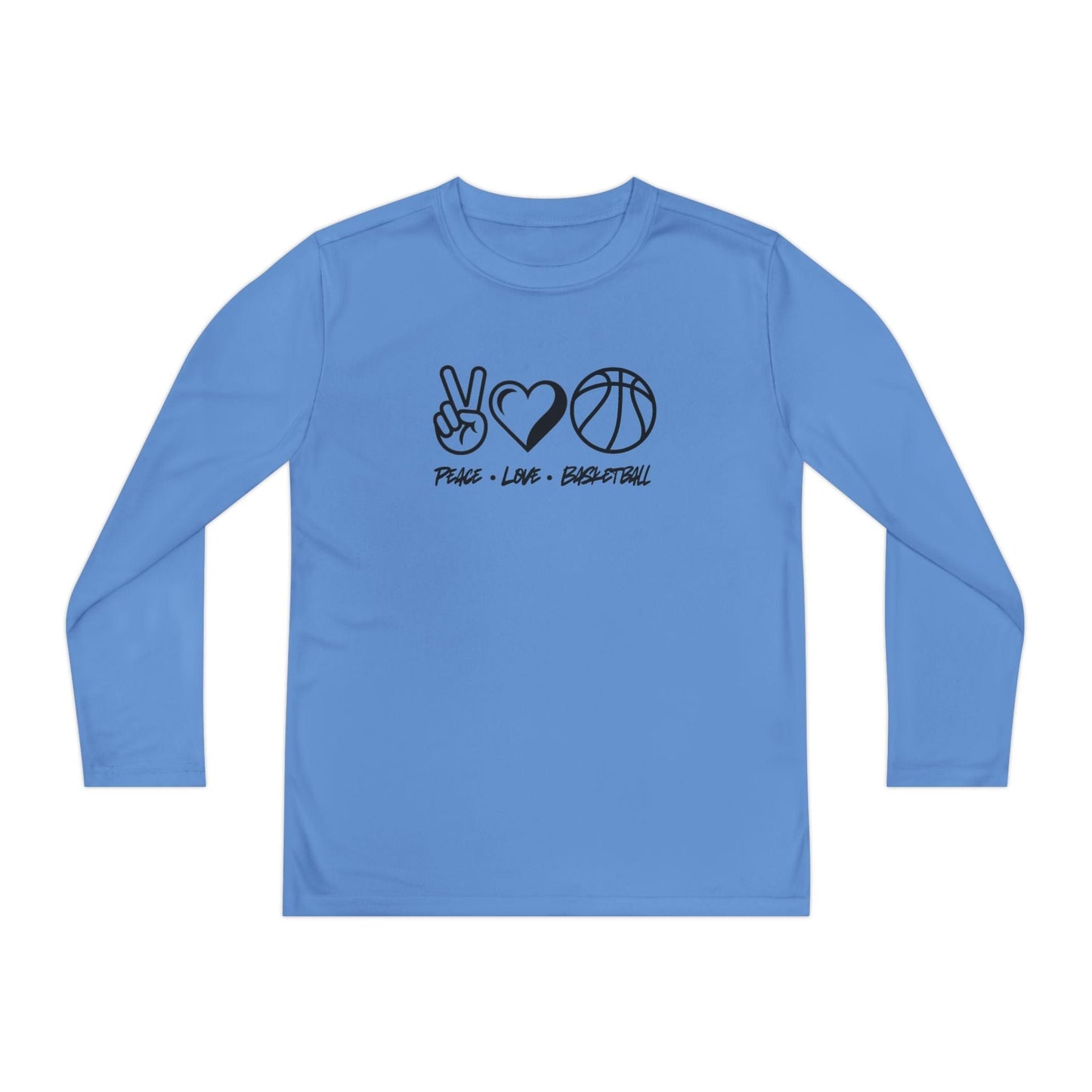 Peace • Love • Basketball Youth Long Sleeve Competitor Tee
